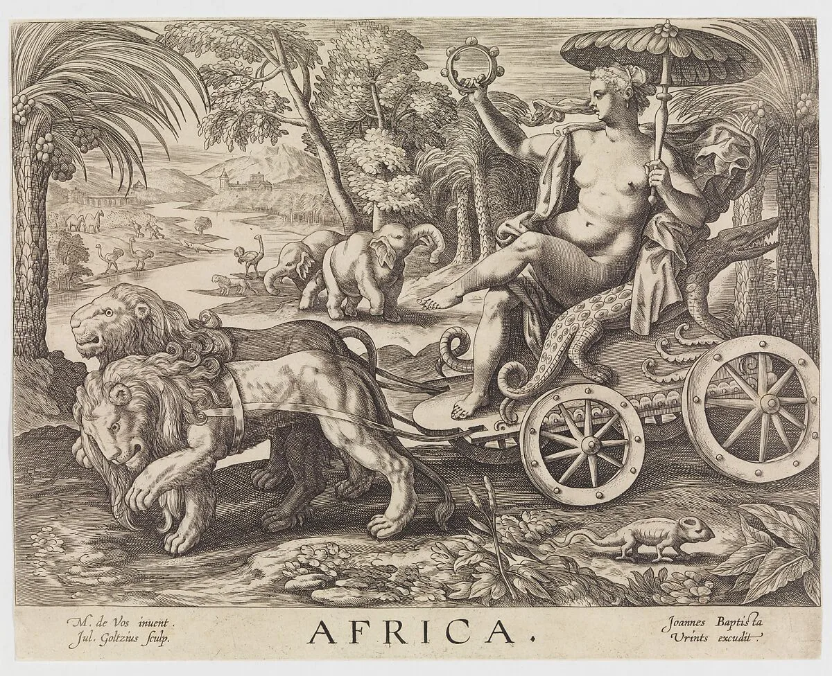 Allegory of Africa, from "The Four Continents" — Julius Goltzius|Maerten de Vos