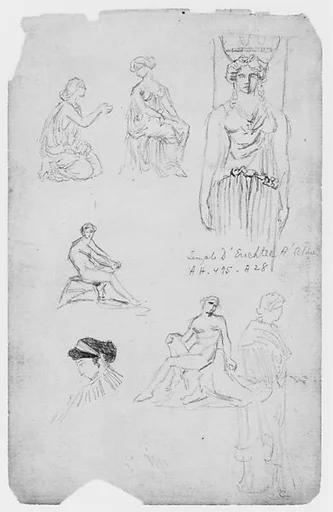 Caryatid from Erectheum and Other Figures (from Sketchbook)
