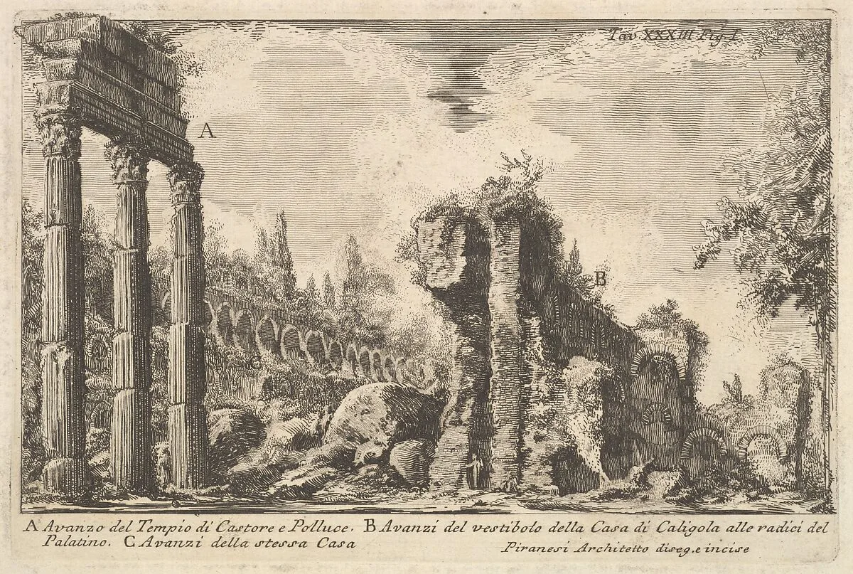 Remains of the Temple of Castor and Pollux . . . ( Avanzo del Tempio di Castore e Polluce . . .) — Giovanni Battista Piranesi