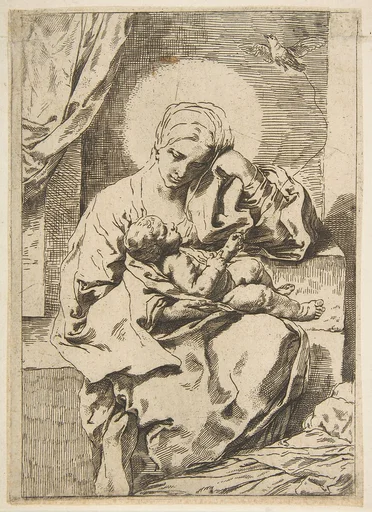 Madonna and Child with a bird, copy in reverse