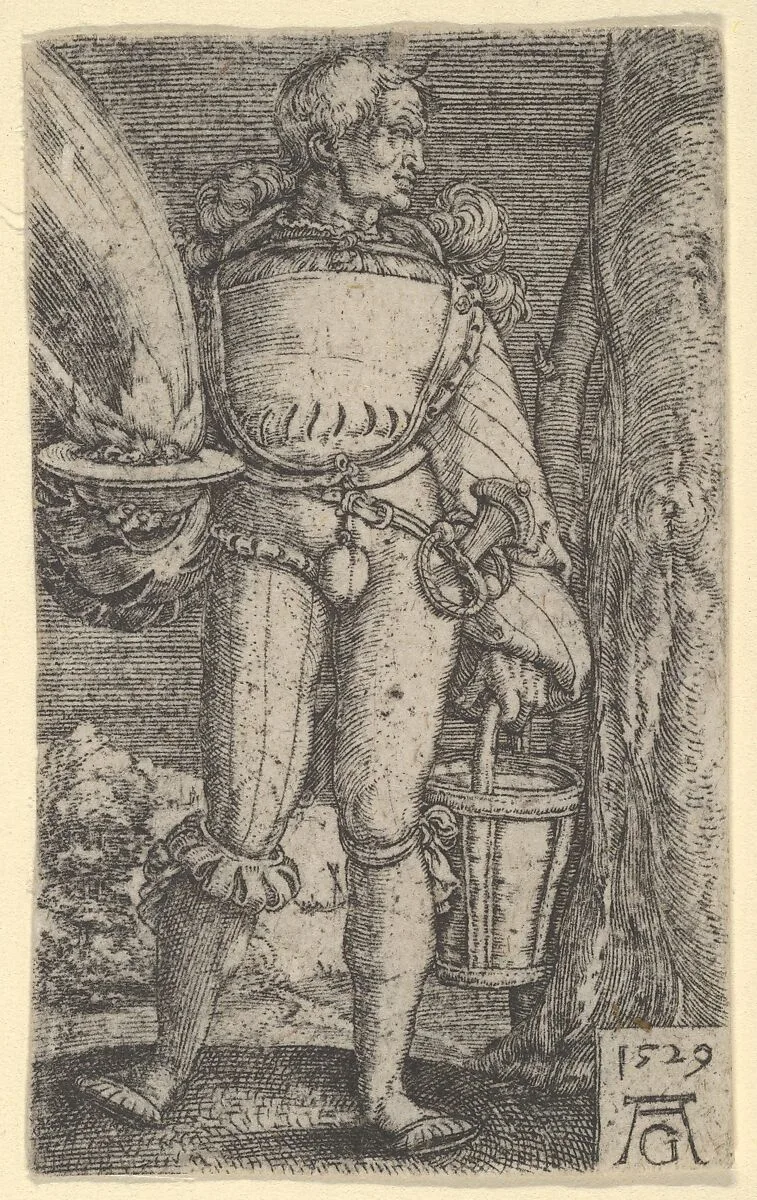 Foot-Soldier with Fire-Pan and Bucket — Heinrich Aldegrever