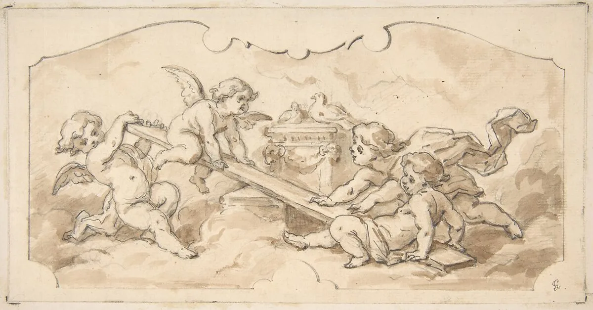 Putti at play — Jules-Edmond-Charles Lachaise|Eugène-Pierre Gourdet