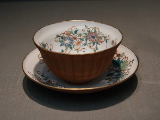 蔵春亭三保造 四季花文竹細工蓋付碗|Cup and Cover with Floral Design and Basketry Exterior