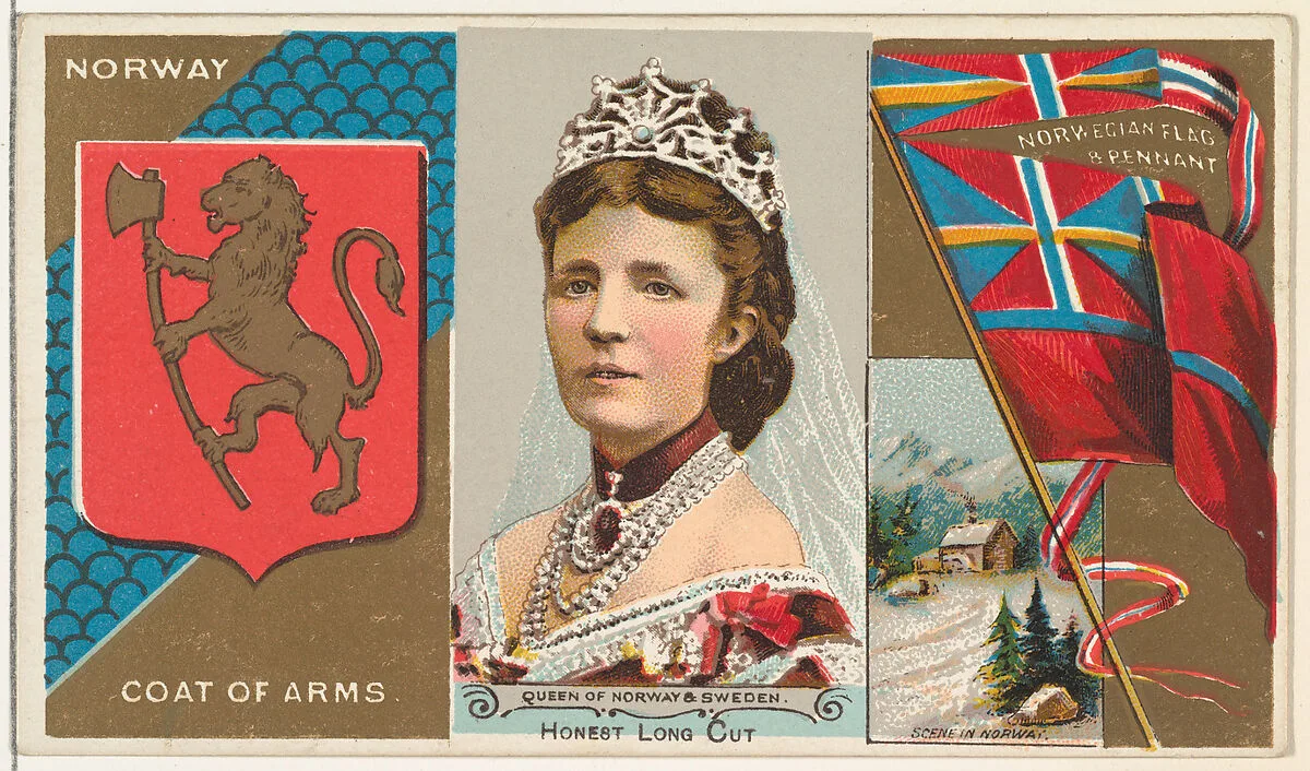 Queen of Norway and Sweden, from the Rulers, Flags, and Coats of Arms series (N126-1) issued by W. Duke, Sons & Co. — W. Duke, Sons & Co.