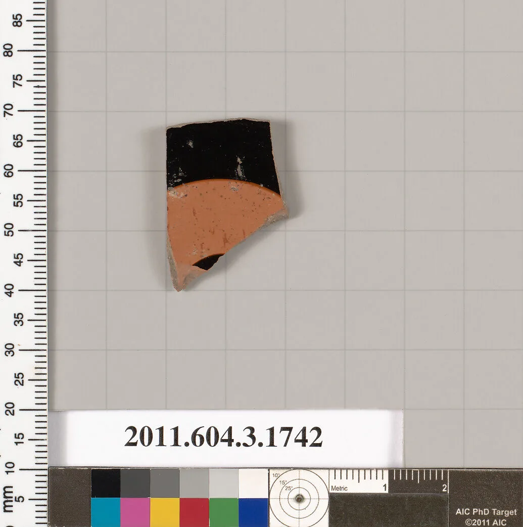 Terracotta fragment of a kylix: Band or lip cup (drinking cup) — Unknown