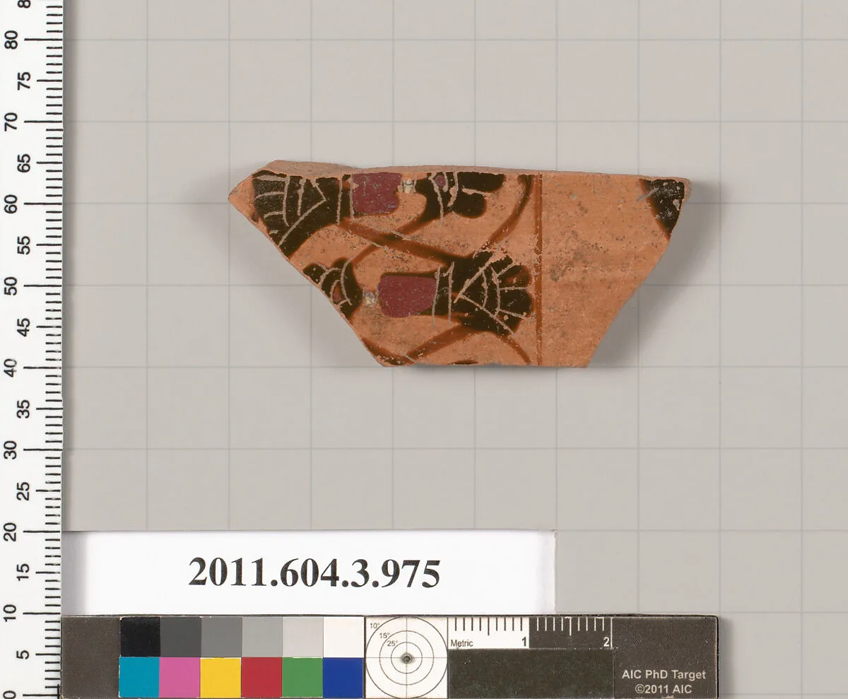 Terracotta fragment of a lekanis lid (covered dish) — Unknown