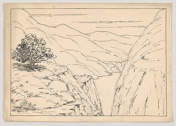 A River Landscape with Steep Cliffs — Herbert E. Crowley