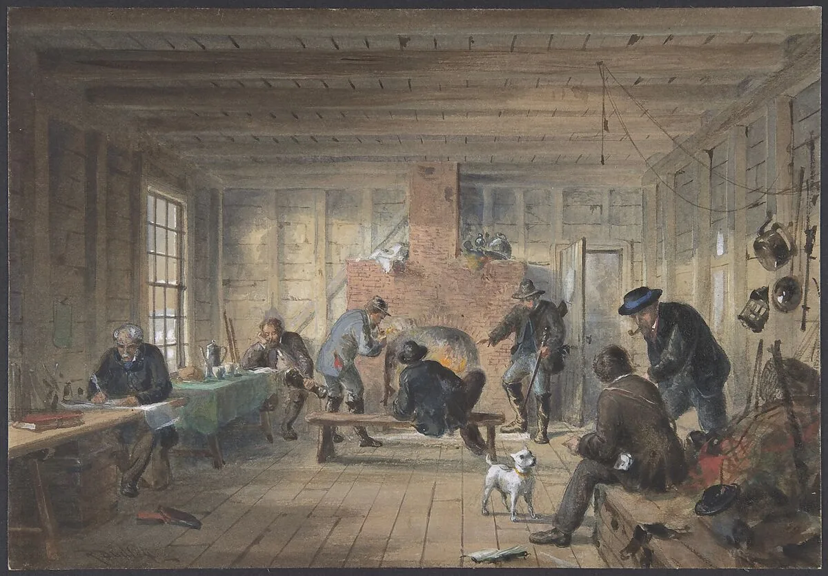 Telegraph House, Trinity Bay, Newfoundland: Interior View of the Mess Room, 1858 — Robert Charles Dudley