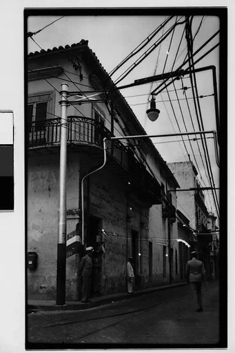 [Buildings and Streetcar Cables, El Cerro District, Havana]