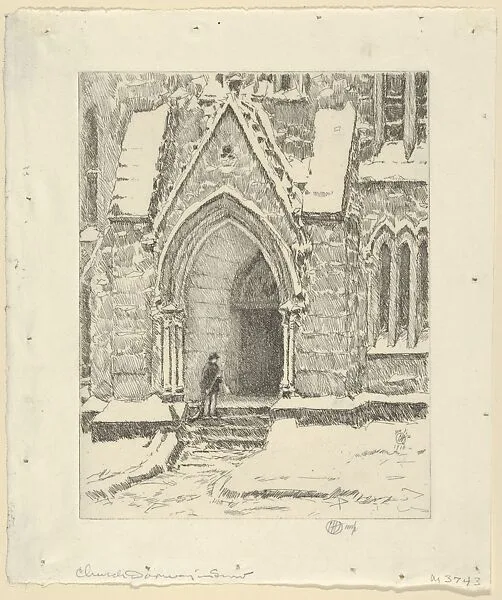 Church Doorway, Snow — Childe Hassam