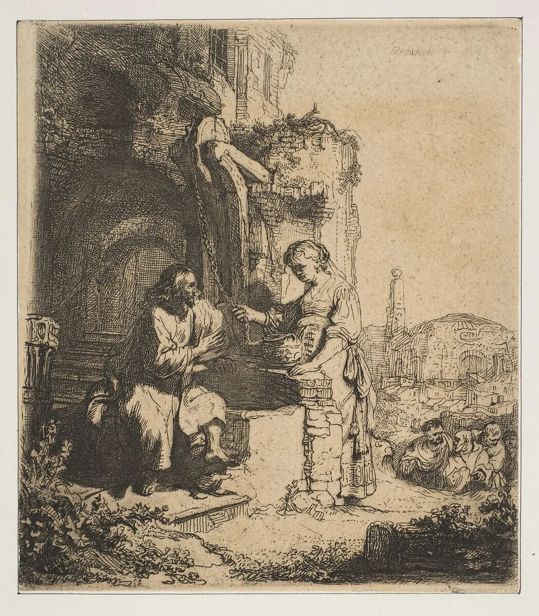 Christ and the Woman of Samaria among Ruins — Rembrandt (Rembrandt van Rijn)