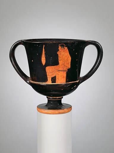 Terracotta kantharos (drinking cup with vertical handles)