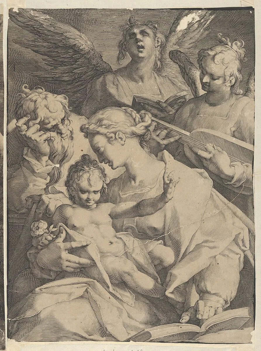 Holy Family and Two Music-Making Angels — Jan Muller|Bartholomeus Spranger|Harmen Jansz. Muller
