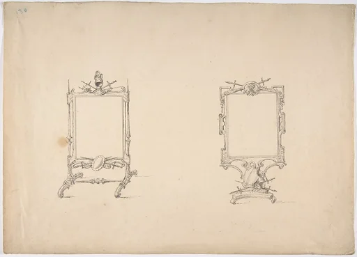 Design for Two Tabletop Mirrors with Military Ornament