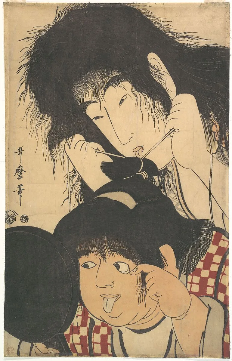 喜多川歌麿画 山姥と金太郎|Yamauba Tying Kintarō’s Topknot — Kitagawa Utamaro