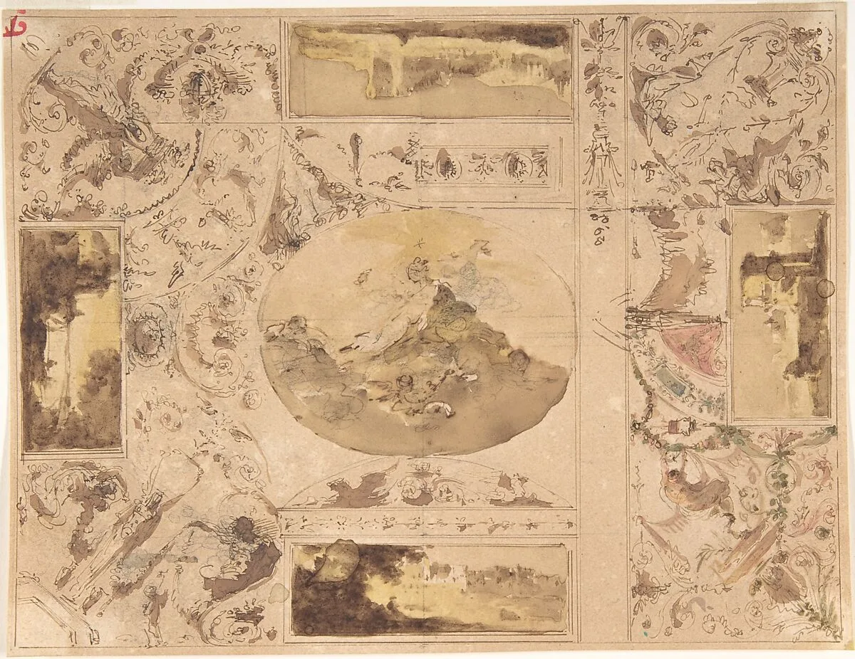 Designs for the decoration of a ceiling — Giuseppe Bernardino Bison