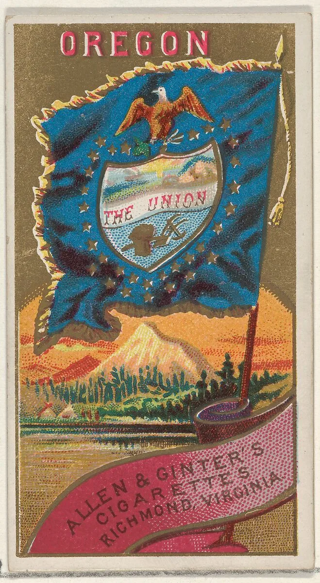 Oregon, from Flags of the States and Territories (N11) for Allen & Ginter Cigarettes Brands — Allen & Ginter