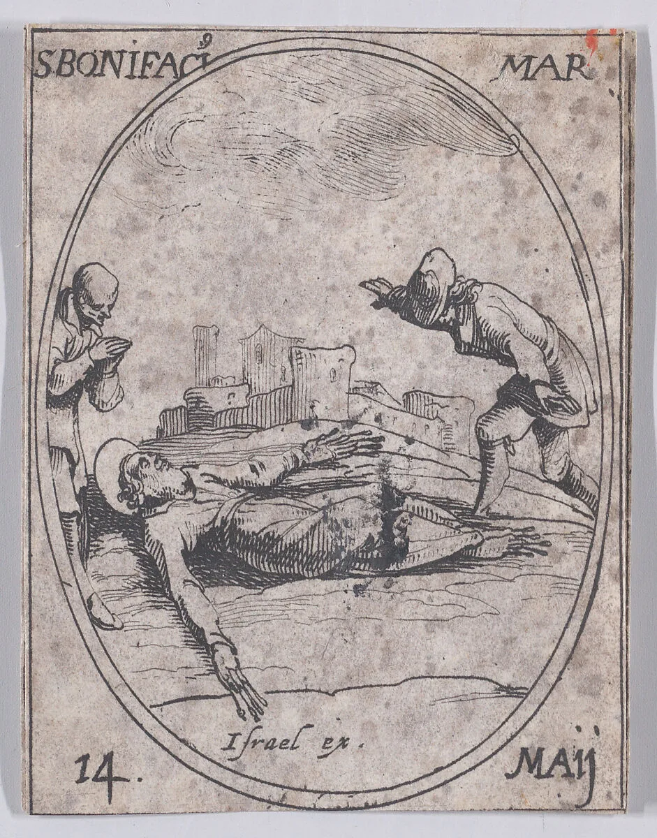 St. Boniface, Martyr, May 14th, from "Les Images De Tous Les Saincts et Saintes de L'Année" (Images of All of the Saints and Religious Events of the Year) — Jacques Callot|Israël Henriet