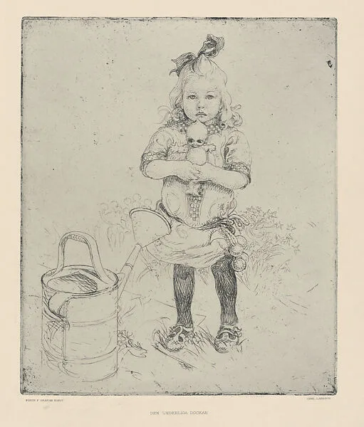 The Strange Doll (Den Underliga Dockan), from the portfolio of the Swedish Fine Art Print Society (Föreningen för Grafisk Konst) — Carl Larsson|Föreningen för Grafisk Konst