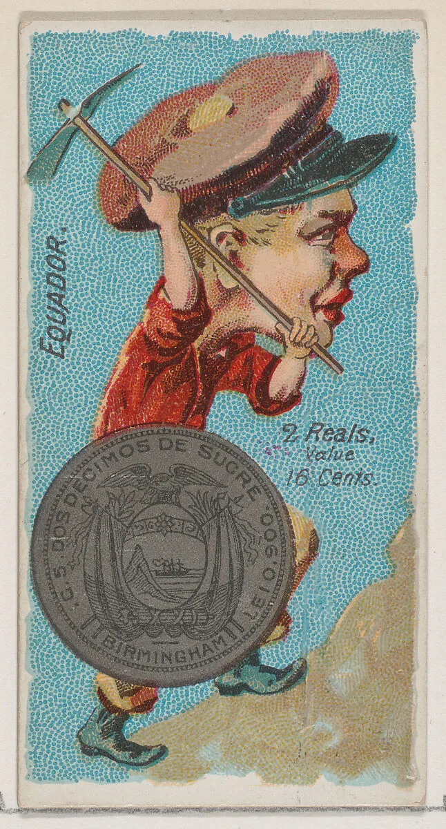Ecuador, 2 Reals, from the series Coins of All Nations (N72, variation 2) for Duke brand cigarettes — W. Duke, Sons & Co.
