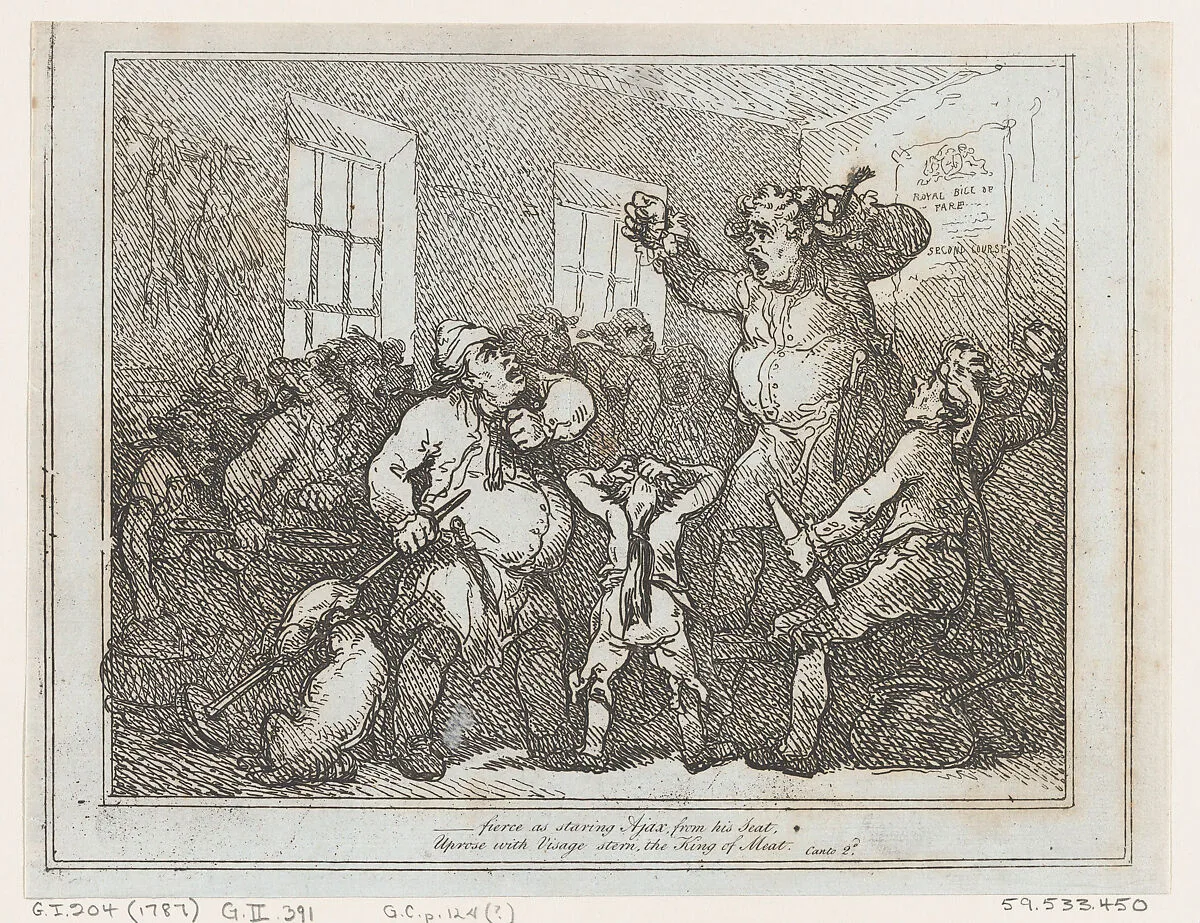 Fierce as staring Ajax from this seat... — Thomas Rowlandson