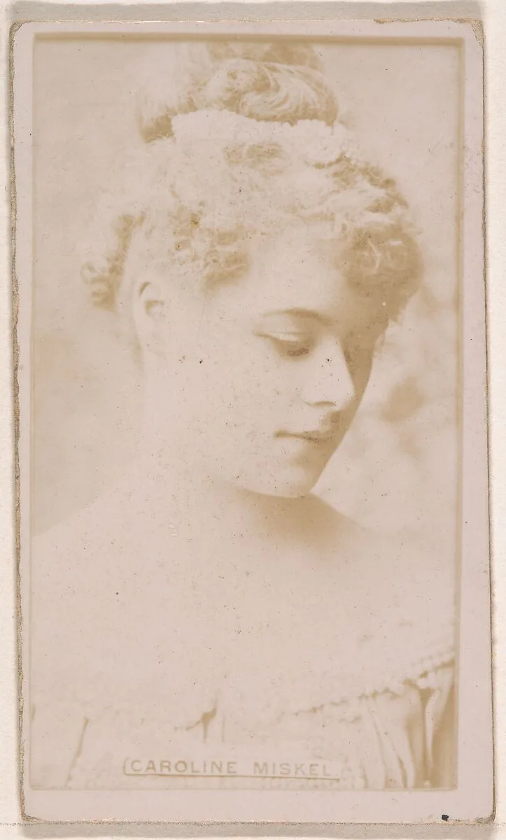 Caroline Miskel, from the Actresses series (N245) issued by Kinney Brothers to promote Sweet Caporal Cigarettes — Kinney Brothers Tobacco Company