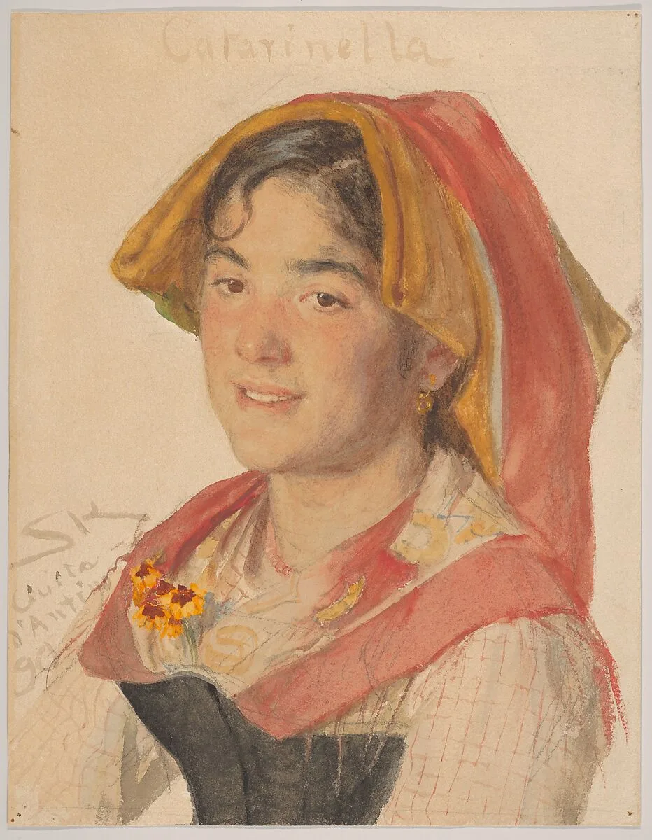 Head of an Girl from Civita d'Antino in Regional Dress ("Catarinella") — Peder Severin Krøyer