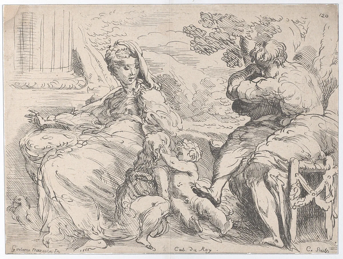 Holy Family with St. John the Baptist — Girolamo Mazzola Bedoli|Anne Claude Philippe de Tubières, comte de Caylus