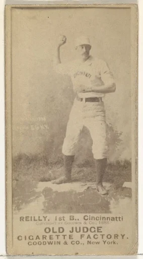 John Good "Long John" Reilly, 1st Base, Cincinnati, from the Old Judge series (N172) for Old Judge Cigarettes