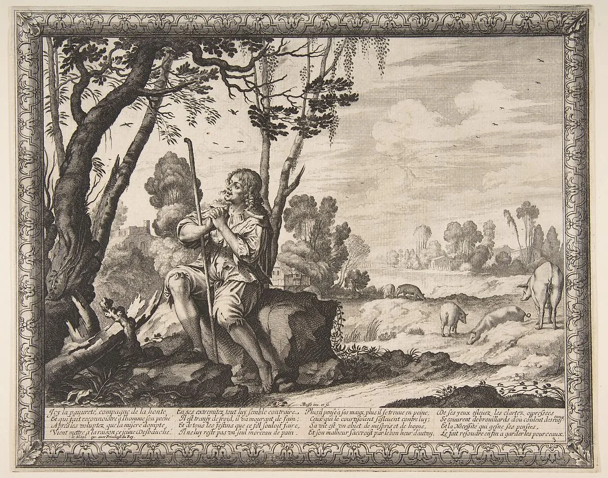 The Prodigal Son Guarding Pigs — Abraham Bosse|Jean I Leblond