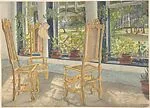 Interior with Three Charles II Style Chairs — Anonymous, British, 20th century