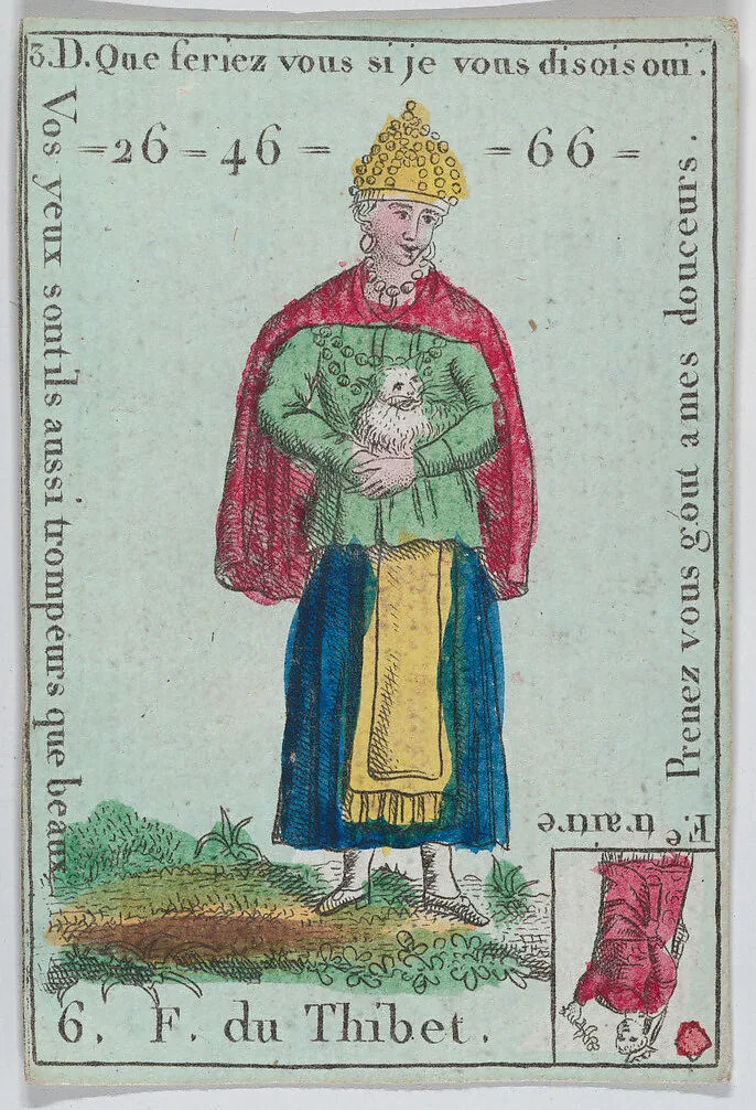 F. du Thibet from playing cards "Jeu d'Or" — Anonymous, French, 18th century