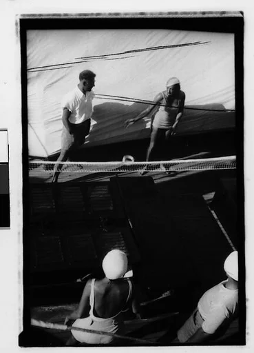 [Three 35mm Film Frames: South Seas: Sunbathers on Cressida Deck]