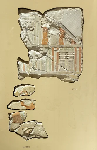 Relief scene of Khety in an armchair under an elaborate roof