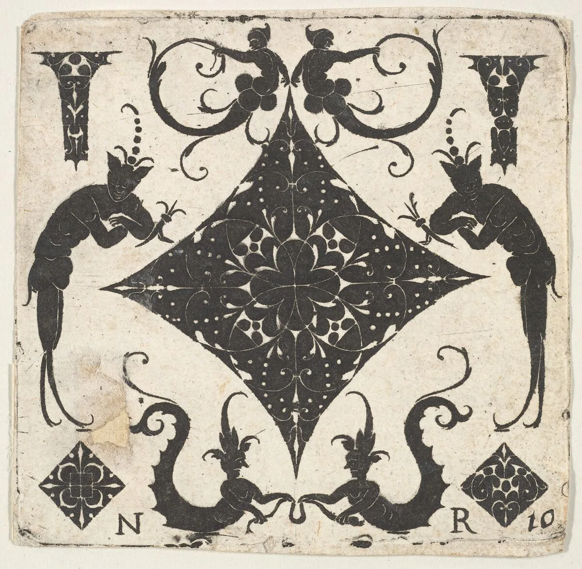 Concave Lozenge-shaped Panel and Grotesque Figures — Noël Rouillard