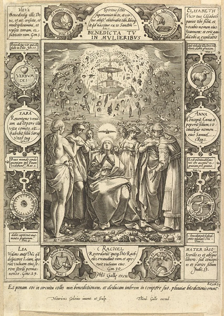 Benedicta tu in Mulieribus, from "Christian and Profane Allegories" — Hendrick Goltzius|Philips Galle