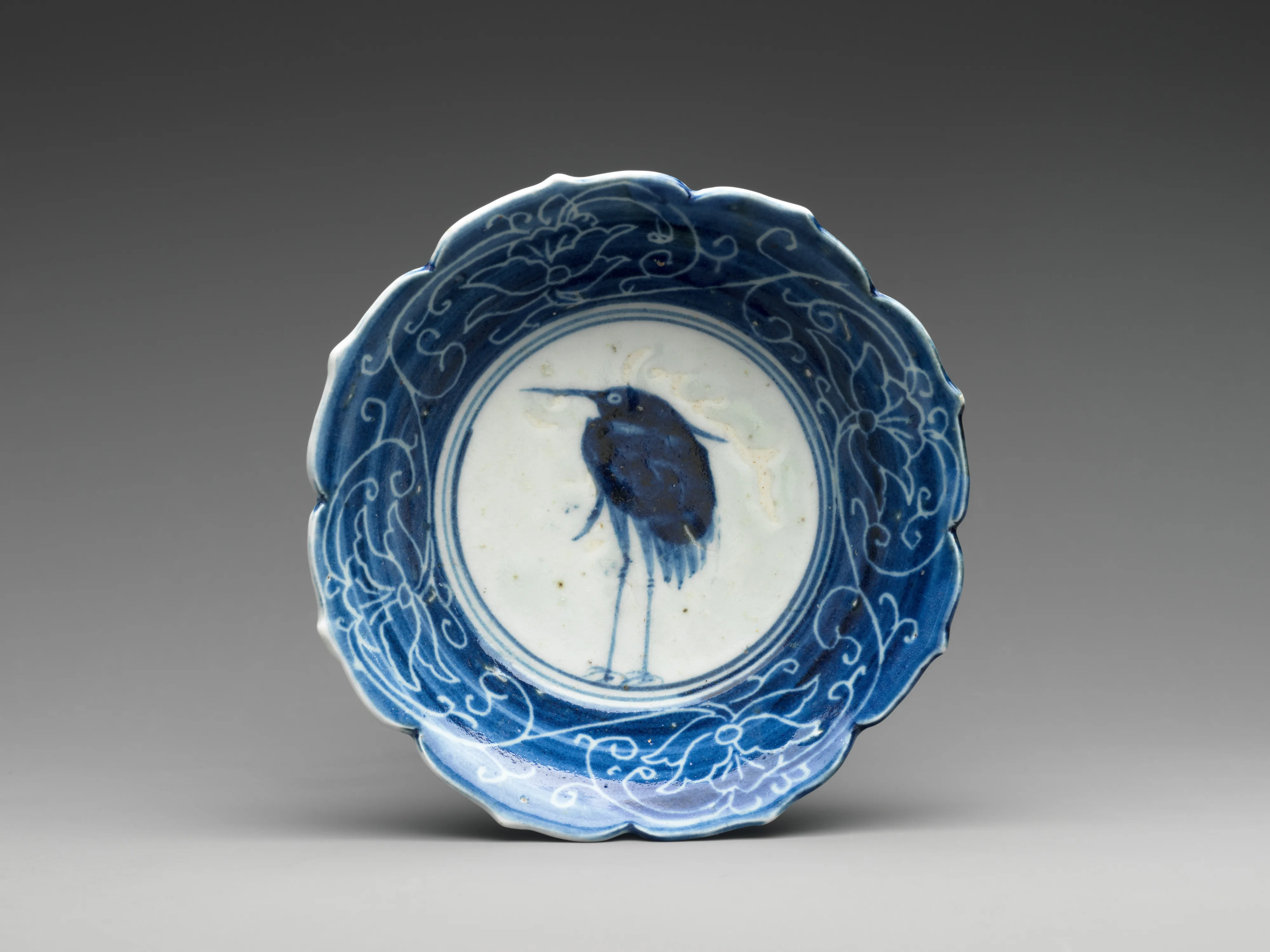 染付白鷺文鉢|Deep Dish with Egret (from a set of ten) — Unknown