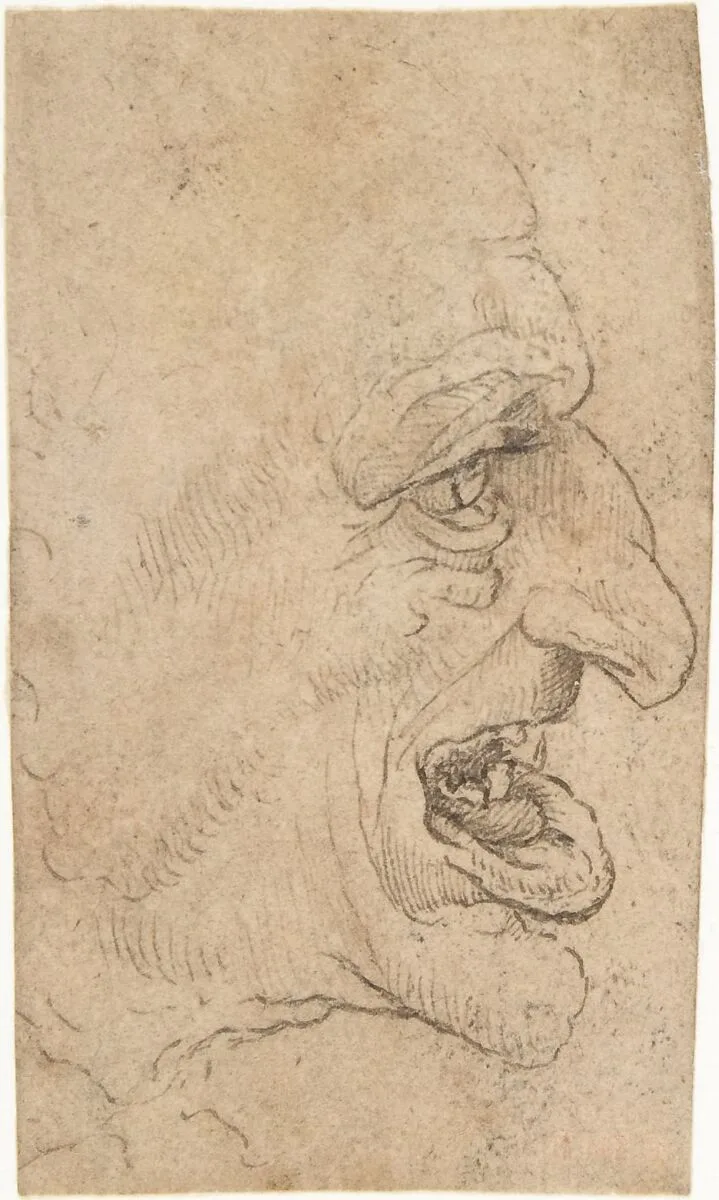 The Head of a Grotesque Man in Profile Facing Right — Leonardo da Vinci