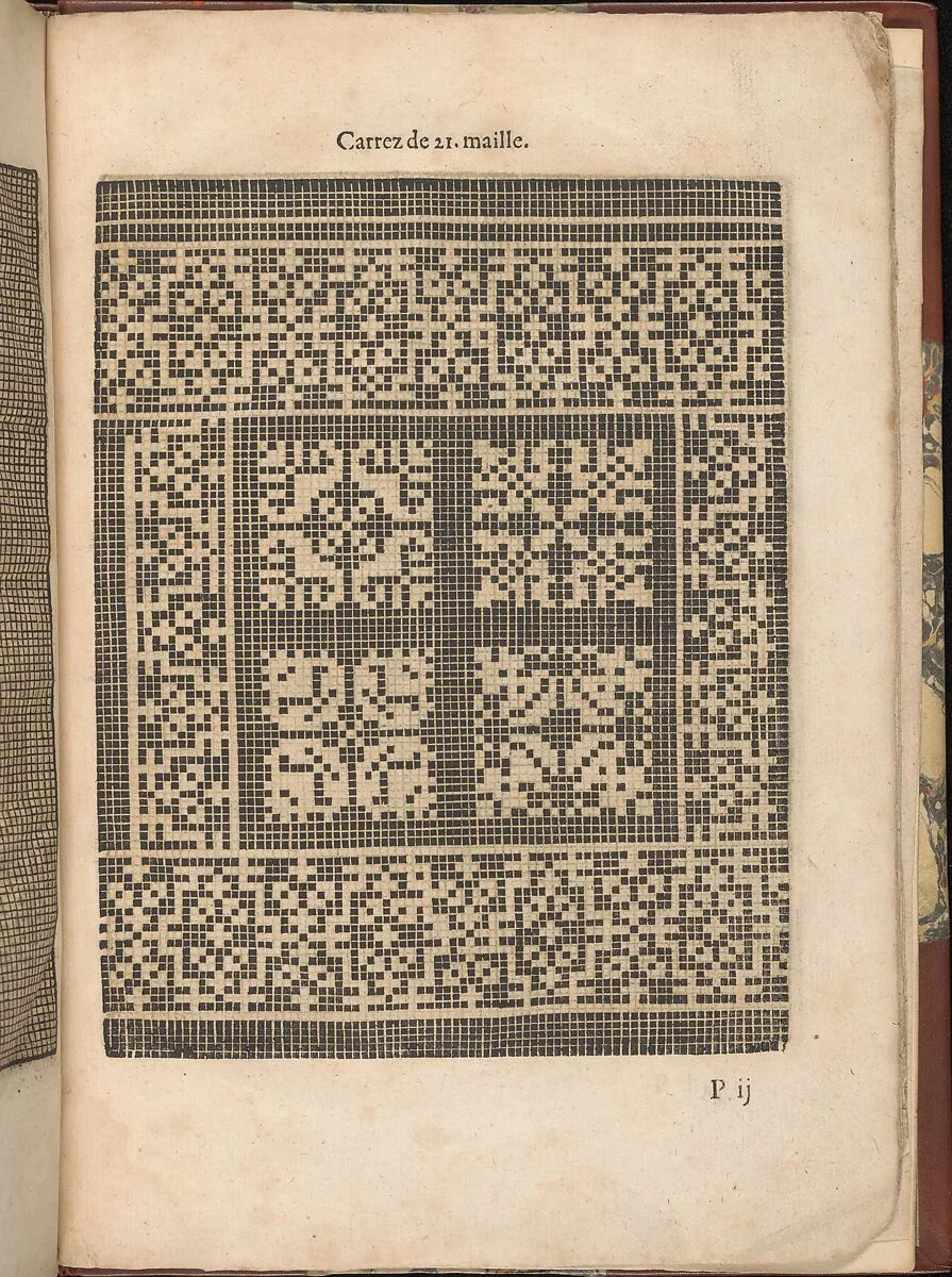 Les Secondes Oeuvres, et Subtiles Inventions De Lingerie du Seigneur Federic de Vinciolo Venitien, page 58 (recto) — Federico de Vinciolo|Jean Le Clerc|Catherine de Bourbon