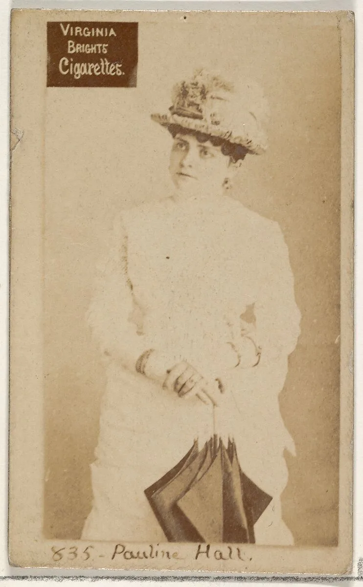 Card 835, Pauline Hall, from the Actors and Actresses series (N45, Type 2) for Virginia Brights Cigarettes — Allen & Ginter