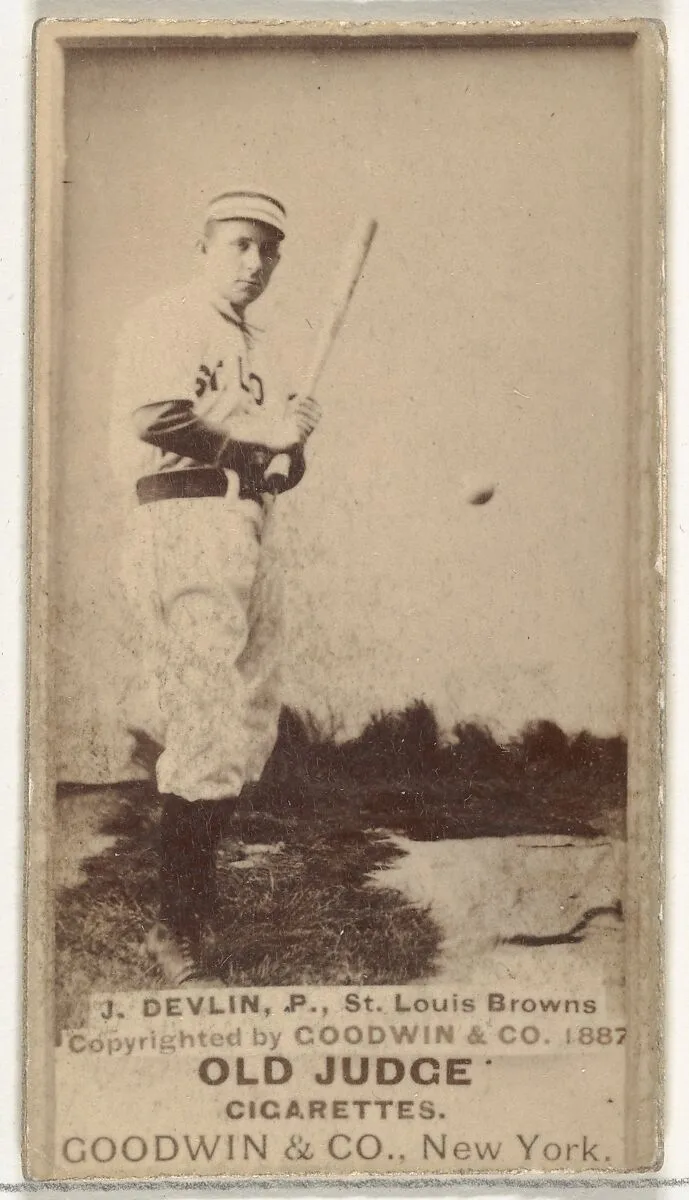 James H. "Jim" Devlin, Pitcher, St. Louis Browns, from the Old Judge series (N172) for Old Judge Cigarettes — Goodwin & Company