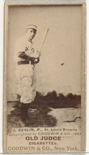 James H. "Jim" Devlin, Pitcher, St. Louis Browns, from the Old Judge series (N172) for Old Judge Cigarettes