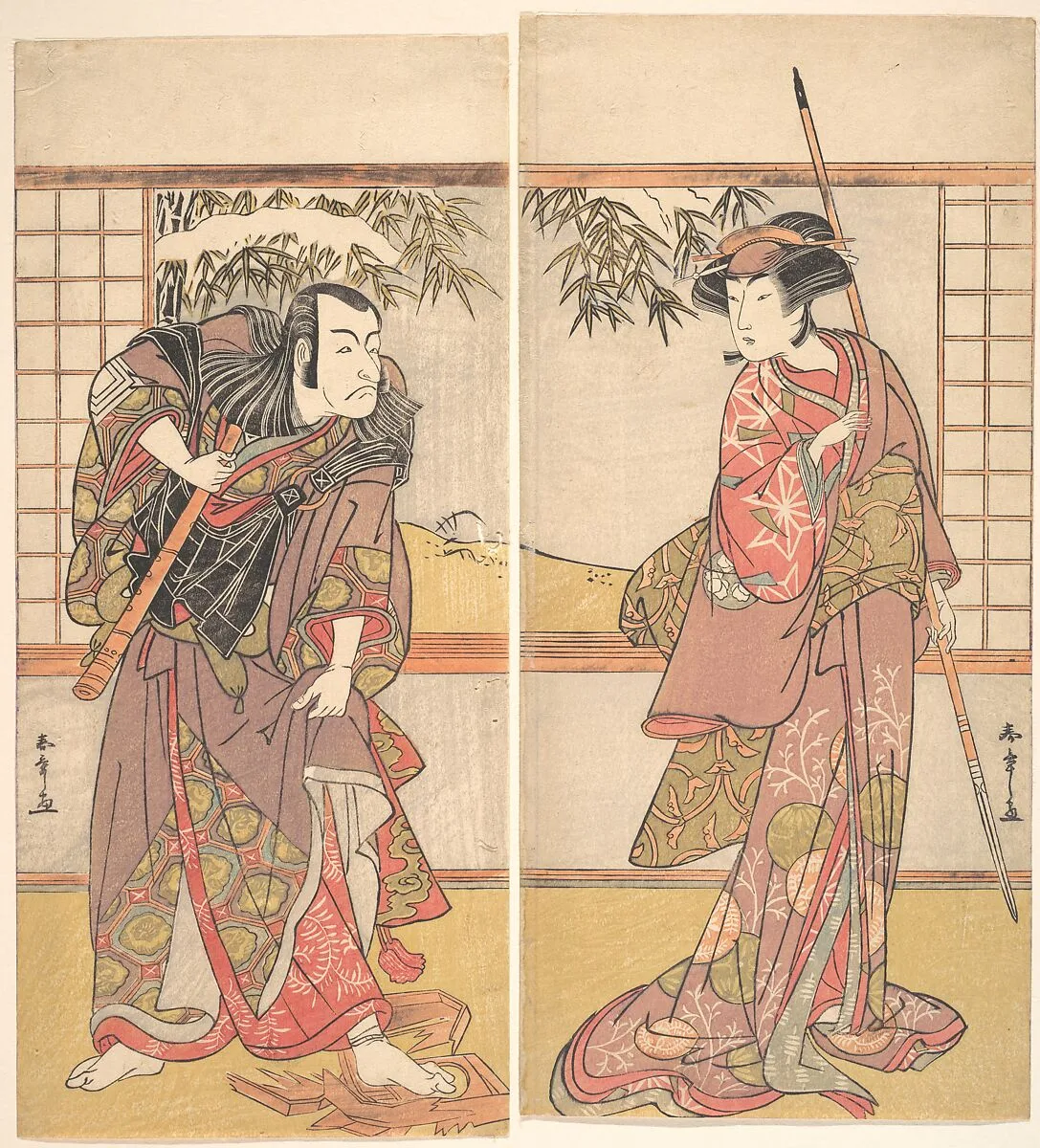 勝川春章画 二代目小佐川常世・五代目市川団十郎|Kabuki Actors Osagawa Tsuneyo II and Ichikawa Danjūrō V — Katsukawa Shunshō 勝川春章