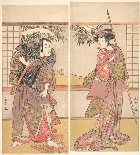 勝川春章画 二代目小佐川常世・五代目市川団十郎|Kabuki Actors Osagawa Tsuneyo II and Ichikawa Danjūrō V