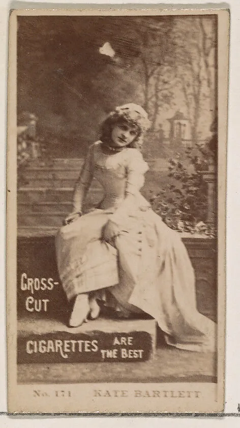 Card Number 171, Kate Bartlett, from the Actors and Actresses series (N145-2) issued by Duke Sons & Co. to promote Cross Cut Cigarettes — W. Duke, Sons & Co.
