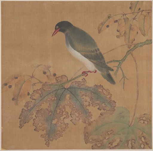 清 佚名 秋葉山禽 冊頁|Bird on Branch