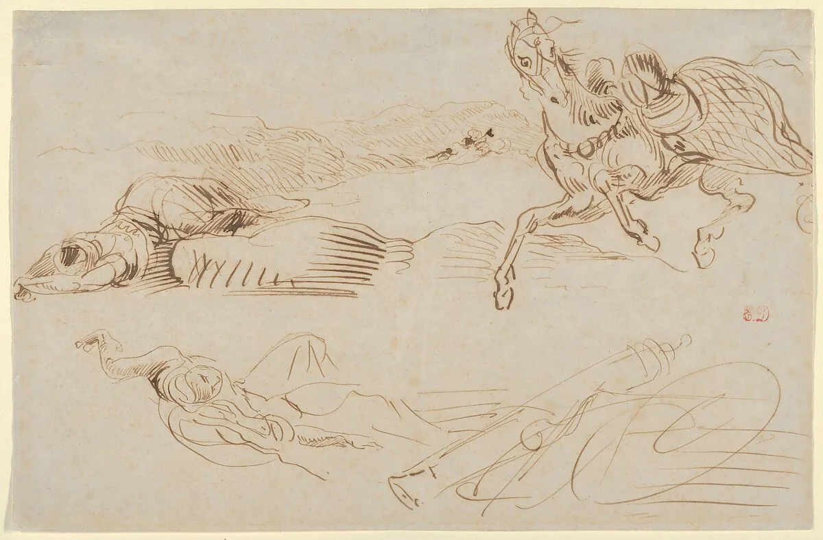 Fallen Warriors and a Runaway Horse — Eugène Delacroix