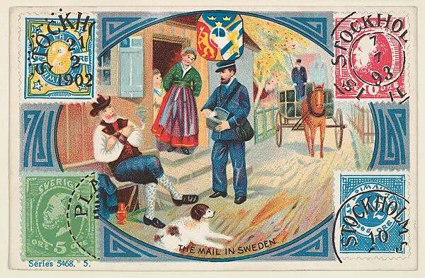 The Mail in Sweden, bakery card from the Stamps and Mail Carriers of All Nations series (D73), issued by the Rochester Baking Company — Rochester Baking Company