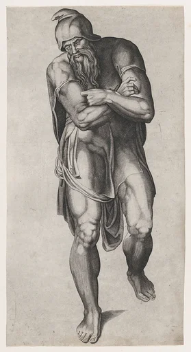 Joseph of Arimathea, after Michelangelo's Crucifixion fresco in the Cappella Paolina, Vatican