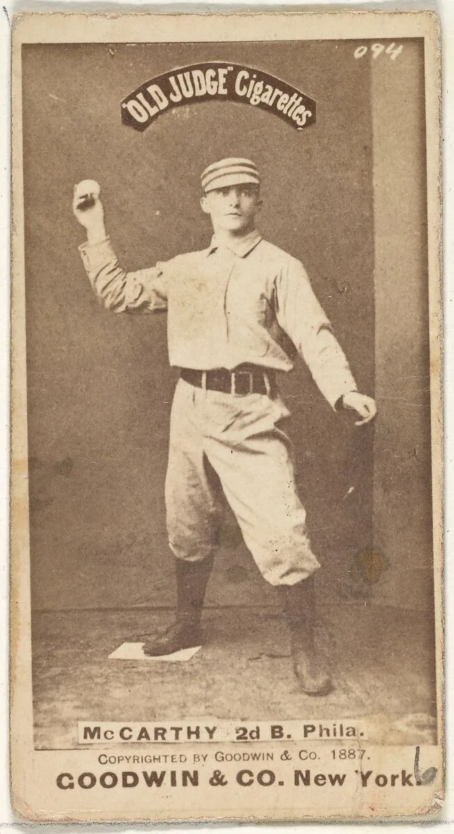 Thomas Francis Michael "Tommy" McCarthy, 2nd Base, Philadelphia, from the Old Judge series (N172) for Old Judge Cigarettes — Goodwin & Company